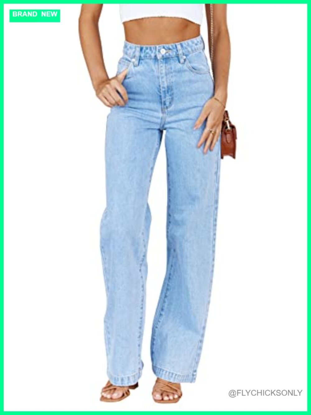 High Waisted Boyfriend Baggy Straight Leg Cotton Blend Denim Jeans
